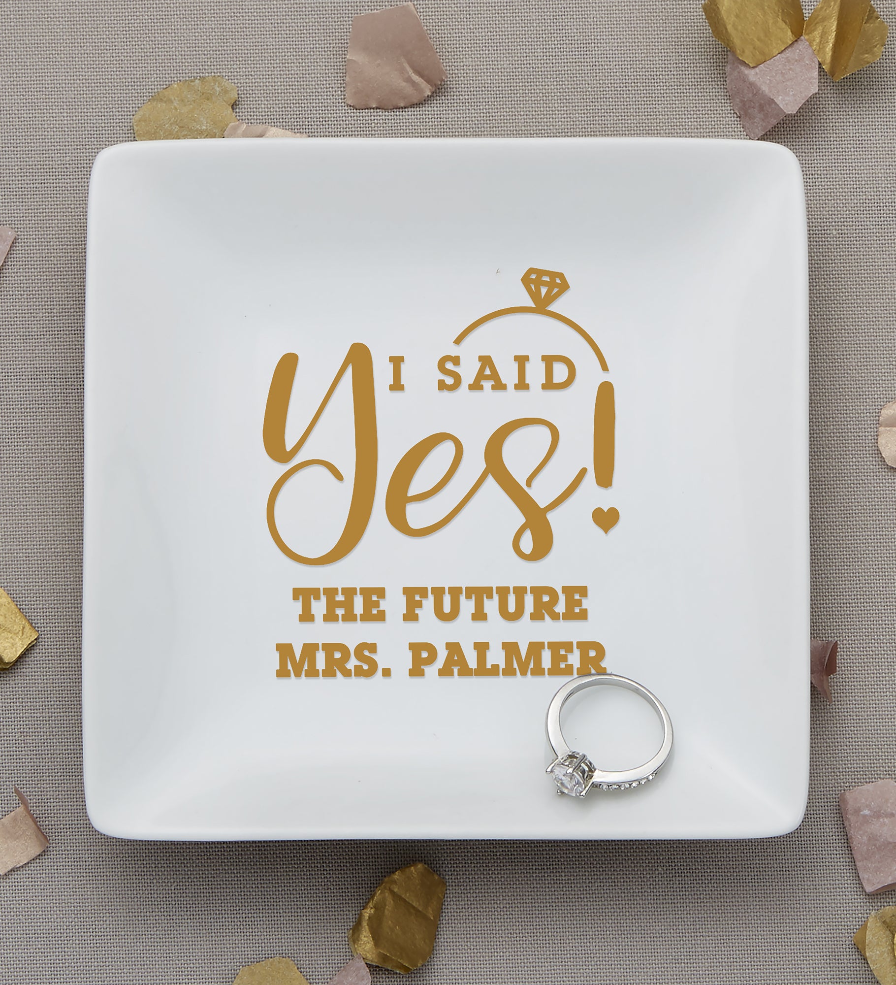 He Asked, She Said Yes! Personalized Ring Dish